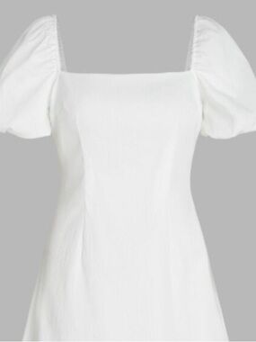 Cider White Square Neck Puff Sleeve Mini Dress